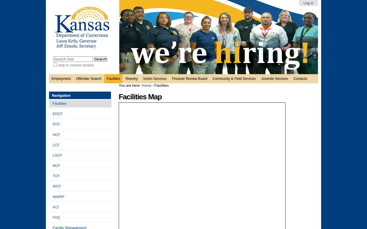 Kansas Department of Corrections facility map for Hodgeman County release routing